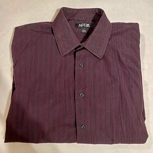 Apt. 9 Men’s Maroon and Navy Button Down Long Sleeve Dress Shirt, size Large